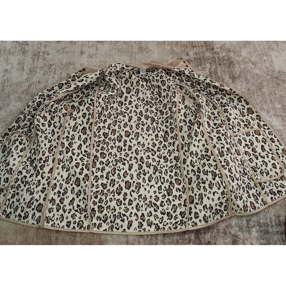 Chico's Sz 3 Quilted Jacket Tan Beige Leopard Animal Print Lining Pins Included - Picture 11 of 16